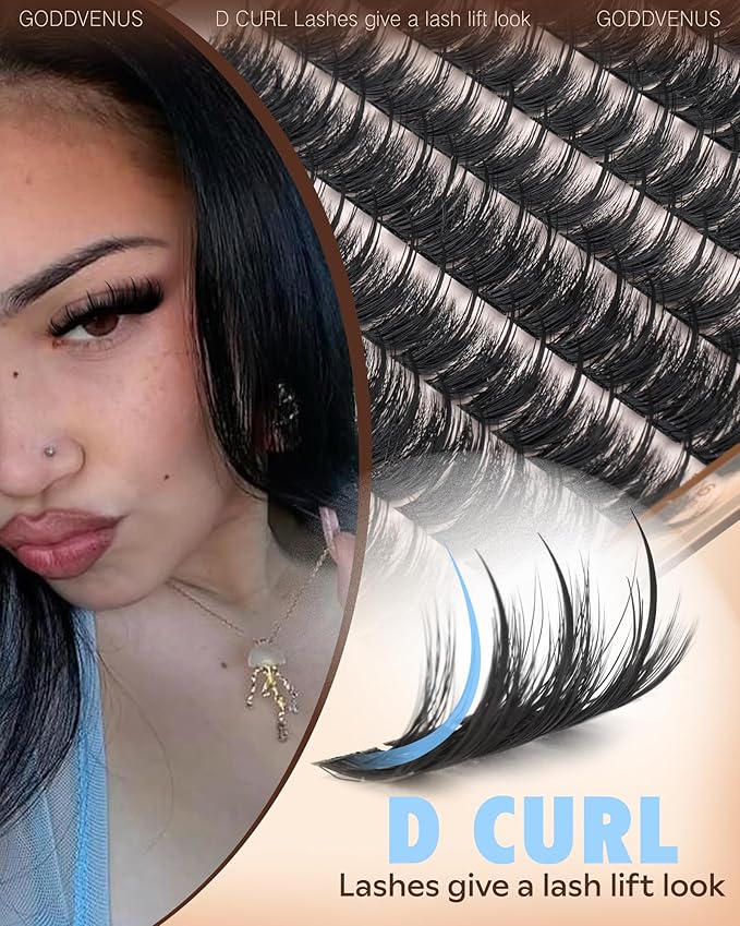 Goddvenus Manga Lash Clusters With Pre-made Spikes Wispy Cluster Eyelash Extensions Fluffy Anime Eyelashes Clusters Reusable Faux Mink Fairy Individual Lash Extension (D Curve 12-18mm 153 pcs)