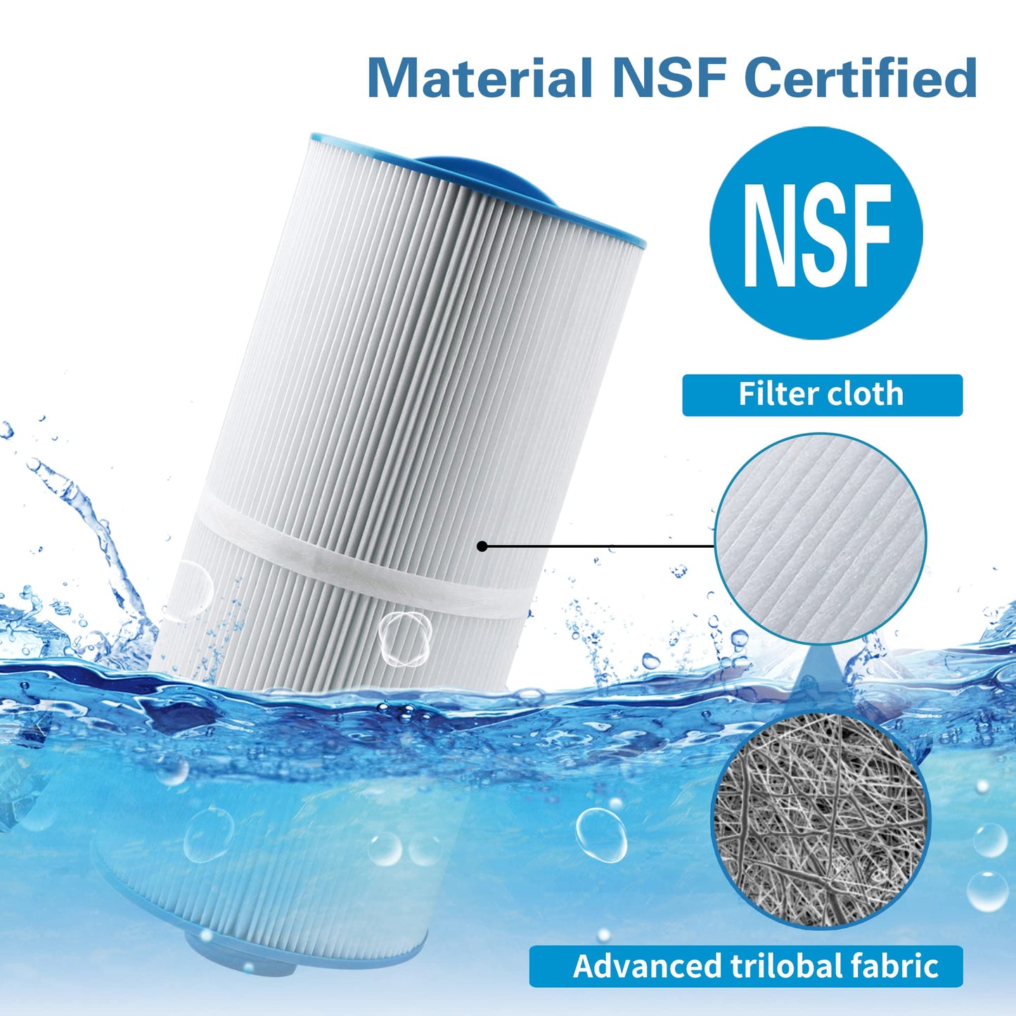 Mamokin Spa Filter 6CH-960 Replaces Jacuzzi Filters J-300 J-400, Unicel 6CH-960, Pleatco PJW60TL-F2S, Filbur FC-2800, 6540-476, 6540-383, Hot Tub Filter with Closed Handle(Not be Removed)- 2 Pack