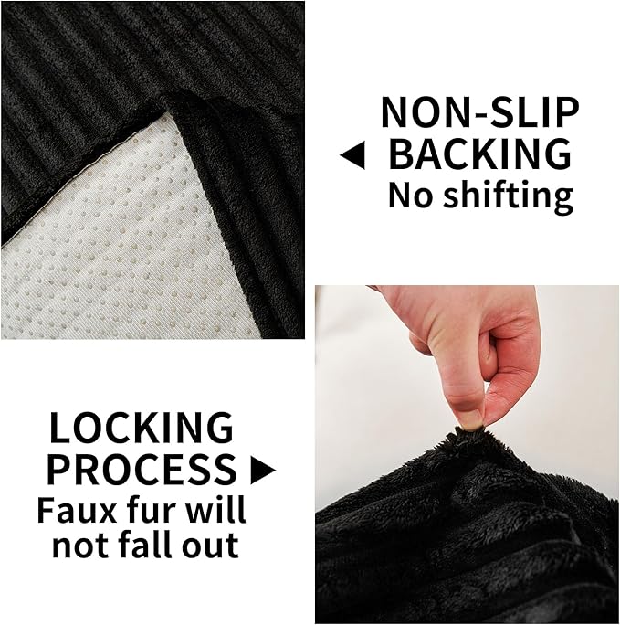HAOMAIJIA Waterproof Couch Cover for Dogs Washable,Faux Fur Pet Couch Covers for Sofa,Soft Dog Bed Cover Non-Slip Couch Covers for 2 Cushion Couch Sofa Pet Friendly (Black, 35" x 47" 1 Pack)