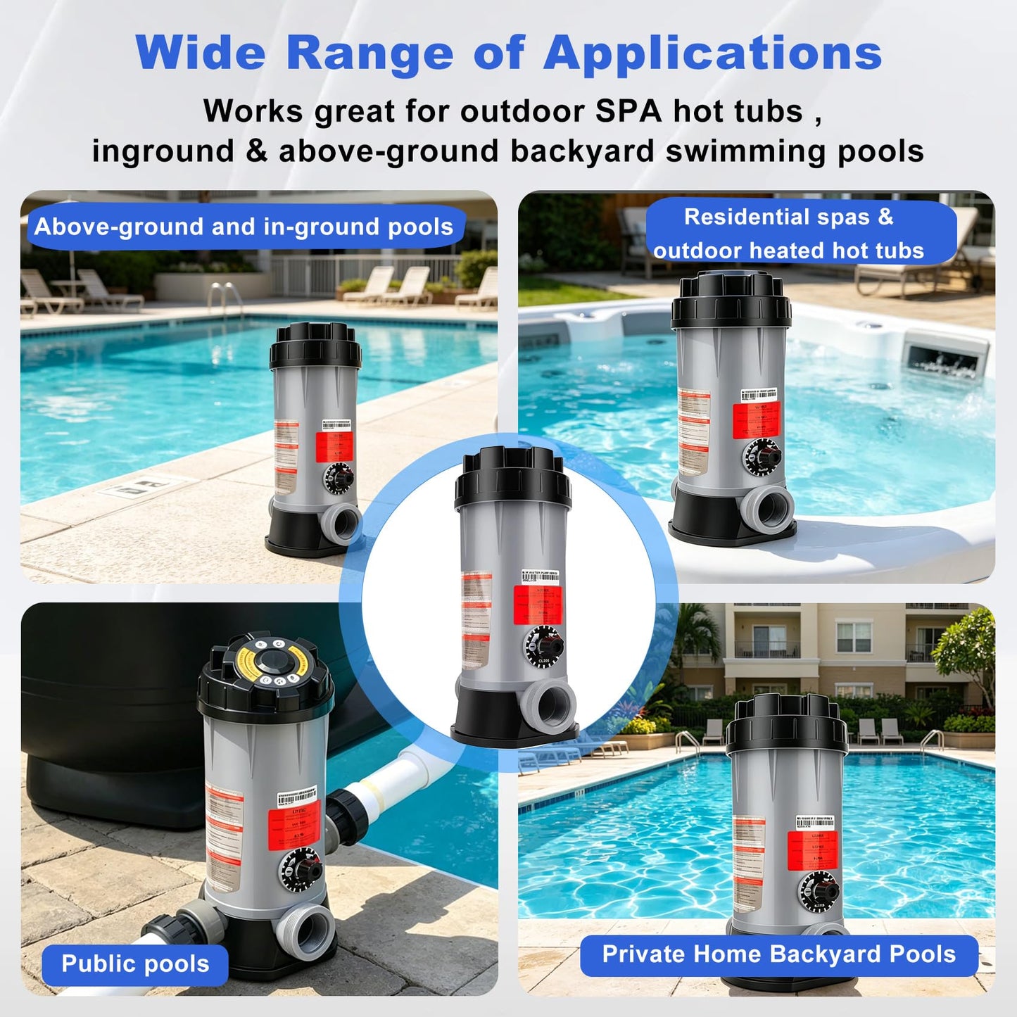 CL200 Inline Chlorinator Replacement for Hayward CL200EF Chlorine Feeder, Inground Pool Inline Automatic Chlorinator Feeder, High-Grade ABS Material, Easy to Use (2 O-Rings)