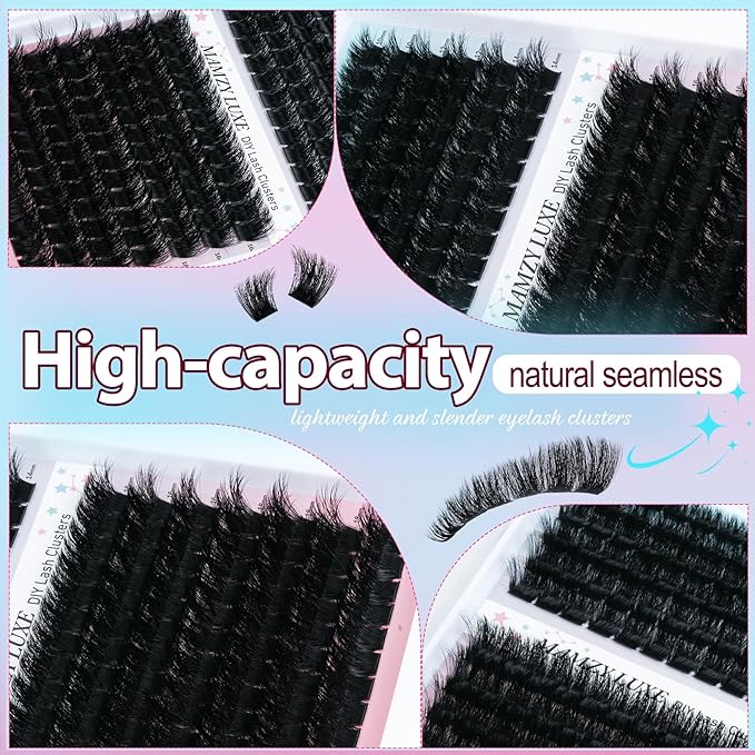 Thick Lash Clusters Kit 10-18MM 156Pcs Individual Lashes Clusters 200D Eyelash Clusters Kit Full Volume False Eyelashes Dramatic Luxury Cluster Eyelash Extension Kit by MAMZY LUXE