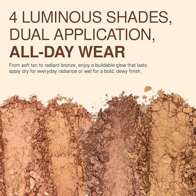 Palladio Baked Bronzer, Highly Pigmented and Easy to Blend, Shimmery Bronzed Glow, Use Dry or Wet, Lasts all day long, Provides Rich Tanning Color Finish, Powder Compact, Caribbean Tan