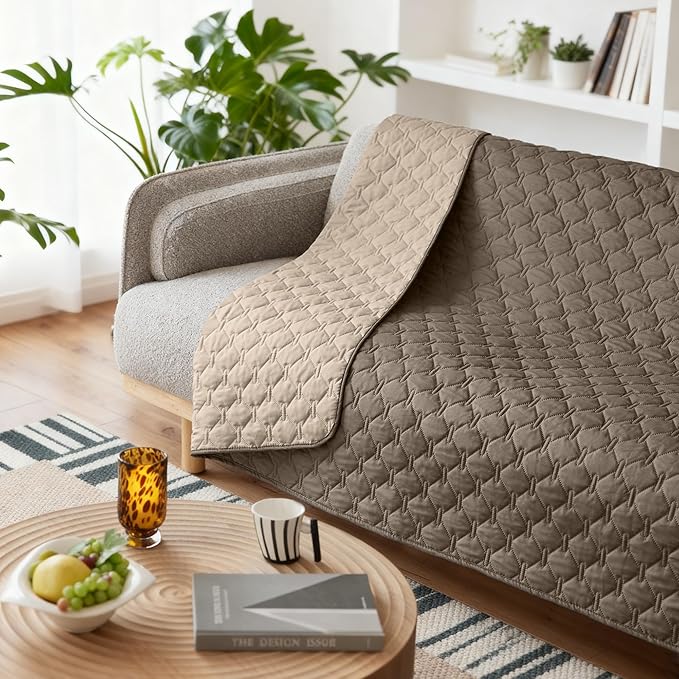 gogobunny 100% Double Sided Waterproof Dog Blanket Soft Pet Bed Cover Reversible Protect Furniture Couch Sofa Car for Puppy Cat Kids (Dark Walnut/Light Walnut, 82x120 Inch (Pack of 1))