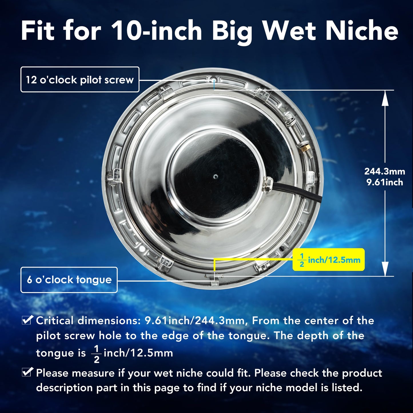 HQUA PN01DC LED Inground Pool Lighting System RGBW Color Change 10 Inch 50W, Remote/App Control, 120V AC, 100 Feet Cord