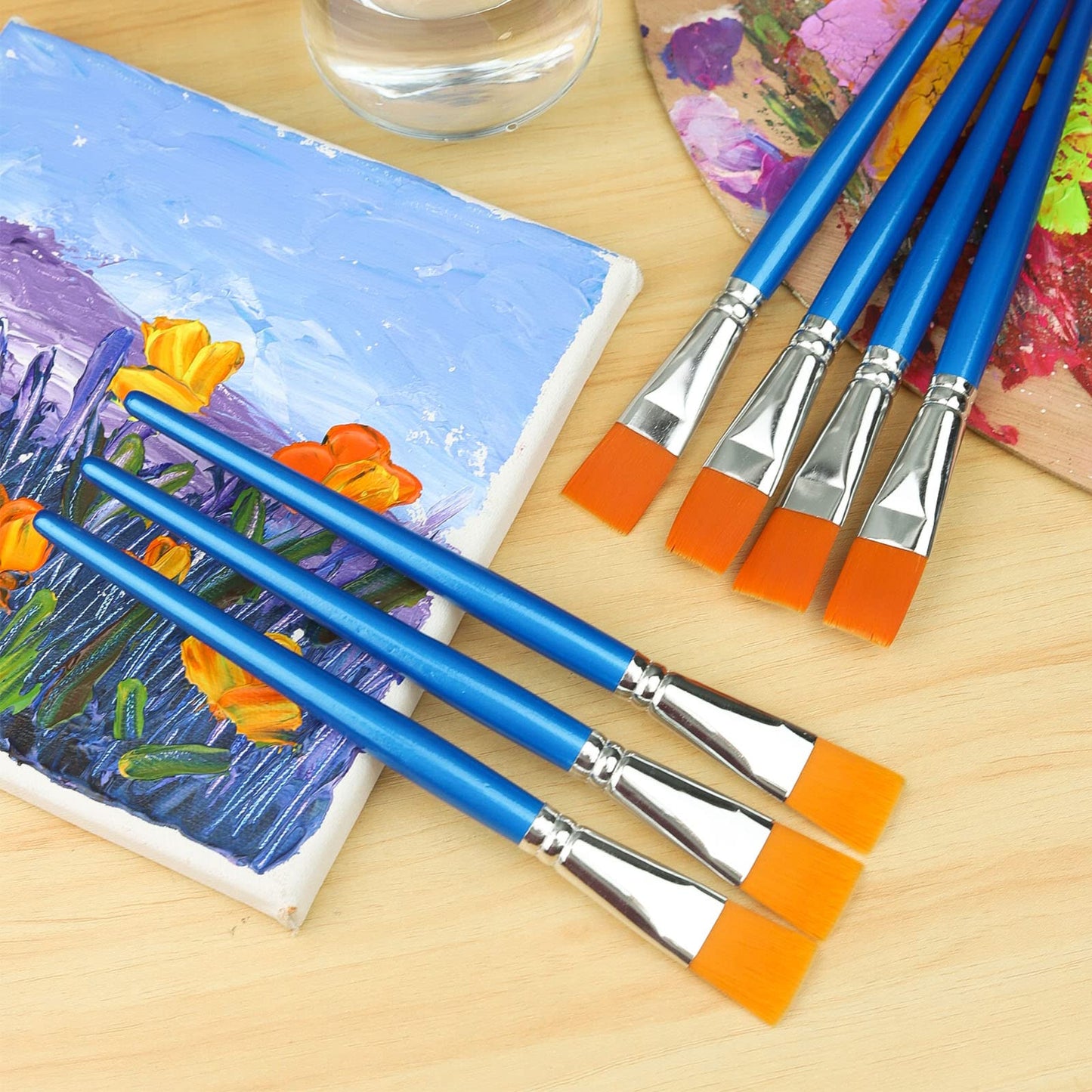 1 inch Flat Paint Brushes for Acrylic Painting, 32 Pieces Large Acrylic Paint Brushes Bulk for Acrylic, Watercolor, Oil, Crafts, Face Body Art