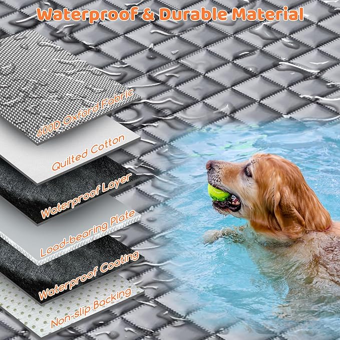 URPOWER Backseat Extender for Dogs - Hard Bottom Dog Car Seat Cover for Back Seat, Dog Hammock for Car and SUV, Pet Rear Seat Protector Dogs Travel Bed with Mesh Window & Side Flaps