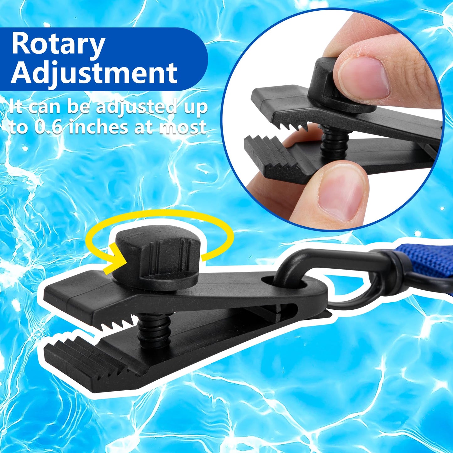 codree 24 Pcs Pool Solar Cover Reel Attachment Kit, Inground Swimming Pool Solar Cover Straps and Clips, Solar Blanket Strap Kit Including 8 Straps with Hooks, 8 Clips and 8 Touch Fastener (Blue)