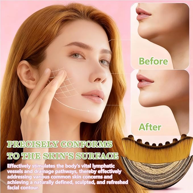 2 Pack Lymphatic Contour Face Brush - Manual Lymphatic Drainage Massager for Sculpting & Lifting, Ergonomic Facial Cleanser for Morning De-puffing & Skincare Absorption, Portable Travel Gift for Women