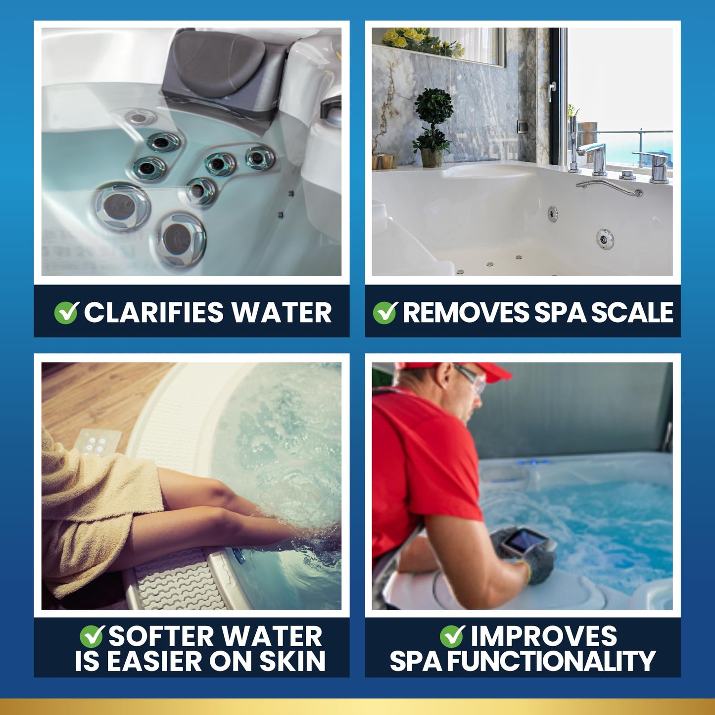 ADIOS! Hot Tub Hard Water Calcium Remover with Scale and Stain Clarifier, Soften Treat and Reduce Spa and Pool Deposits - Quart (32 oz)