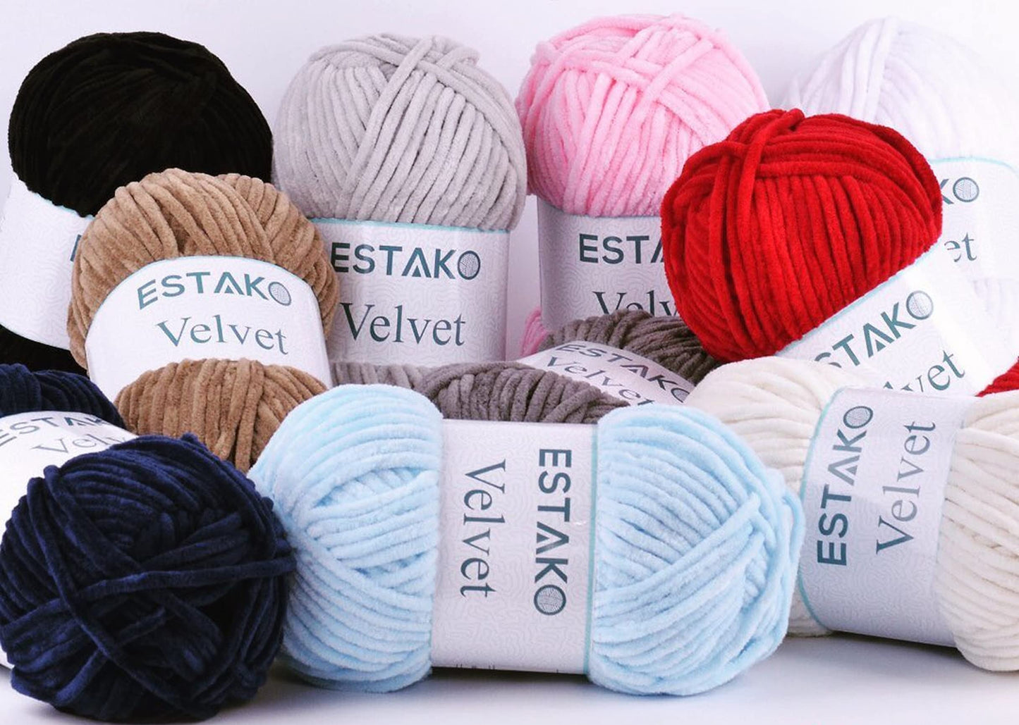 Estako Velvet (3- Skeins Pack) Chenille Blanket amigurumi Yarn for Crocheting and Knitting Super Bulky 3x100 gr (3x132 yds) (1850 - Yellow)