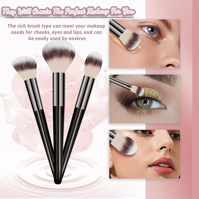 Makeup Brush Set, Premium Synthetic 14 Pcs Makeup Brushes, Travel Makeup Brush Set for Foundation, Concealer, Blush and Eyeshadow Brush(Brown)