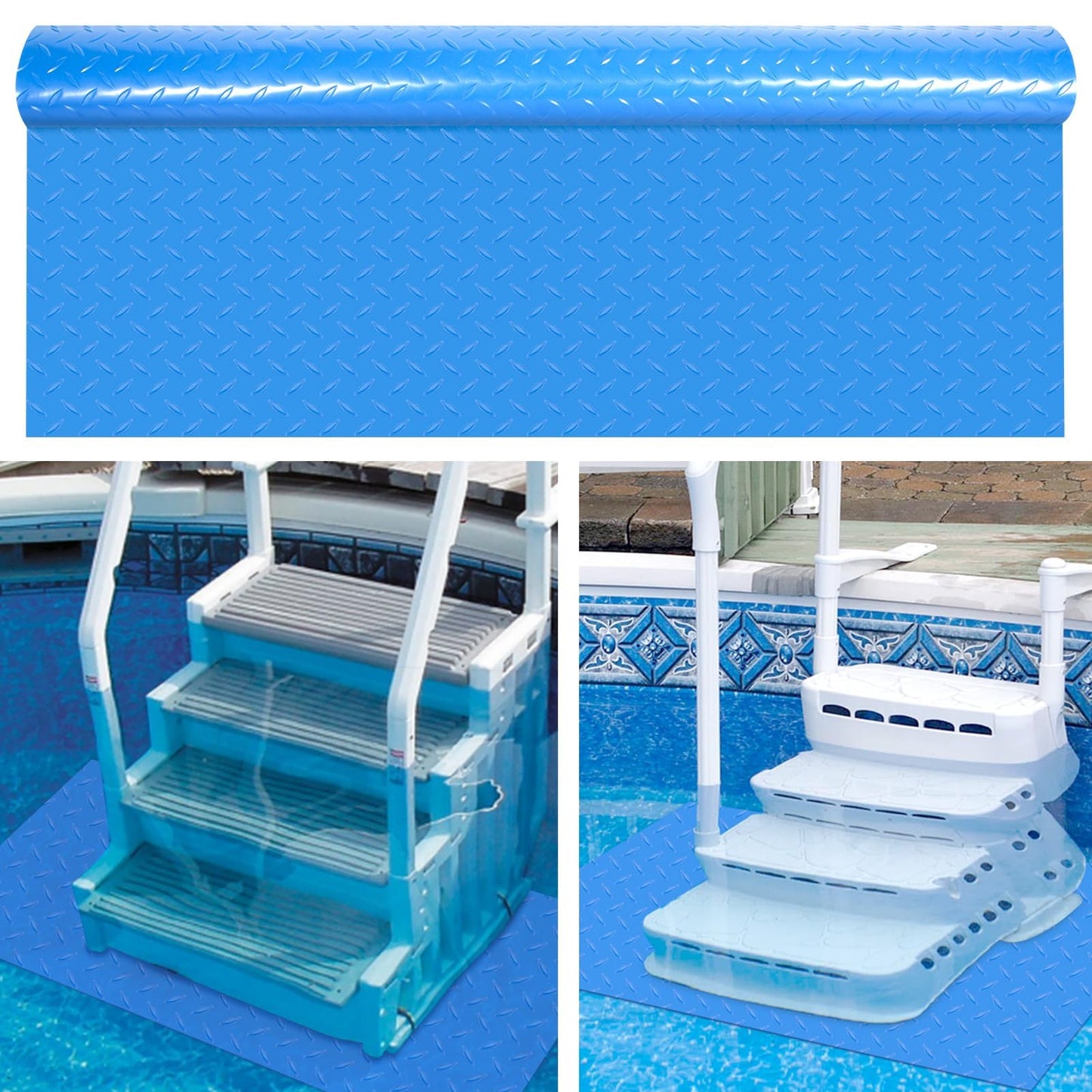 45x60 inches Swimming Pool Ladder Mat Protective Swimming Pool Step Pad for Above Ground Swimming Pool Ladder Pad Vinyl Non-Slip Pool Liner