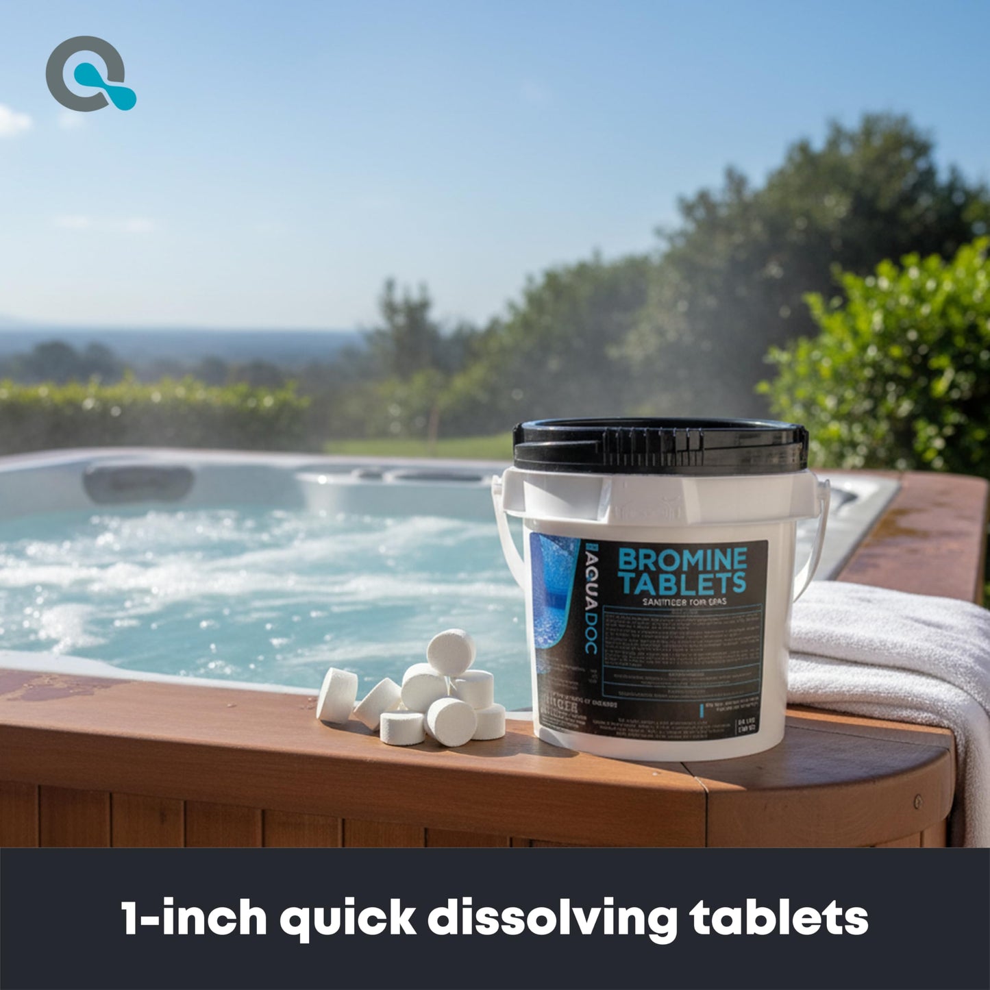 AquaDoc Bromine Tablets for Spa Hot Tub - 3.5lbs Sanitizing Bromine for Hot Tubs - 1 Inch Spa Tablets