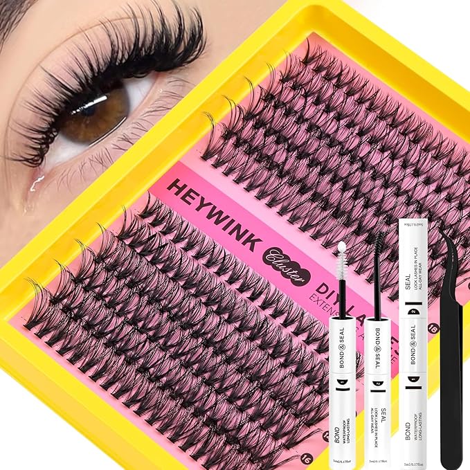 Lash Extension Kit DIY Lash Clusters Eyelash Extension Kit, 10-18mm 30D 40D Individual Lashes Kit Natural Lash Clusters with Lash Bond and Seal, Lash Tweezers for Beginner(30D+40D 10-18MM Kit)
