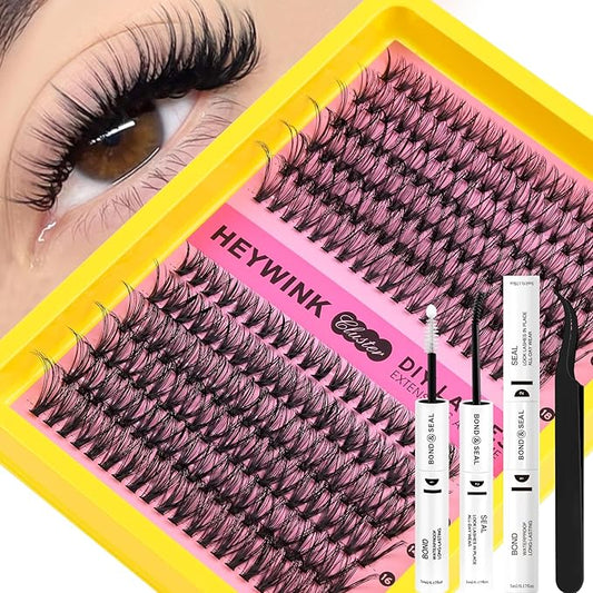 Lash Extension Kit DIY Lash Clusters Eyelash Extension Kit, 10-18mm 30D 40D Individual Lashes Kit Natural Lash Clusters with Lash Bond and Seal, Lash Tweezers for Beginner(30D+40D 10-18MM Kit)