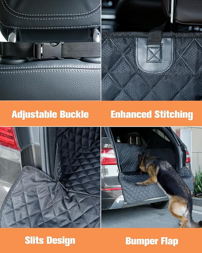 PETICON SUV Cargo Liner for Dogs, Waterproof Pet Cargo Cover Dog Seat Mat for SUVs Sedans Vans with Bumper Flap Protector, Scrachproof Non-Slip Large Size Dog Seat Mat Universal Fit