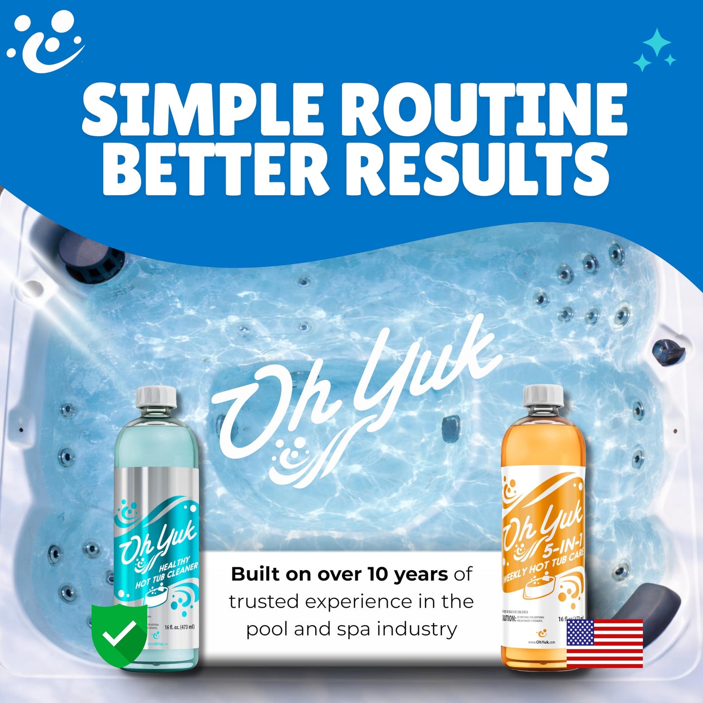 Oh Yuk Hot Tub Cleaner (2 Pack) – Hot Tub Jet Cleaner for Pipes & Jets | Spa Jet Cleaner for Plumbing lins | Deep Clean Spa Pipe Flush Cleaner for Indoor & Outdoor Spas, Swim Spas & Inflatable Tubs