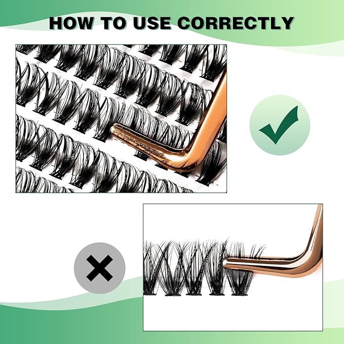 KEYYOU Lash Clusters 300pcs Individual Lashes 40D 0.07D Curl 13mm DIY Eyelash Extension Large Tray Volume Soft&Natural Cluster Lashes(40D-0.07D,13Ã¯Â¼Â