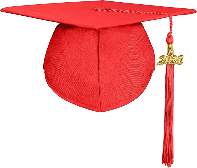 GradPlaza Matte Graduation Cap 2025 and 2026 Tassel Adult Graduation hat for High School College