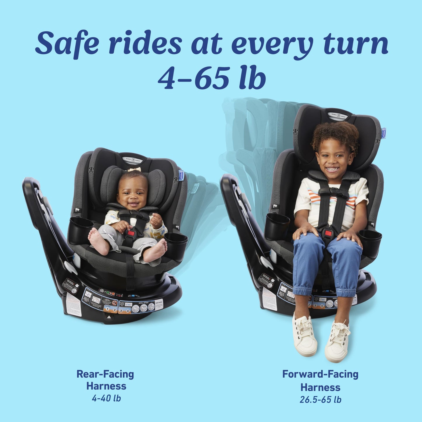 Graco EasyTurn 360 2-in-1 Rotating Convertible Car Seat, 360 Degree Rotating Infant to Toddler Rotating Car Seat, 2 Modes Rear and Forward Facing, Slim Design