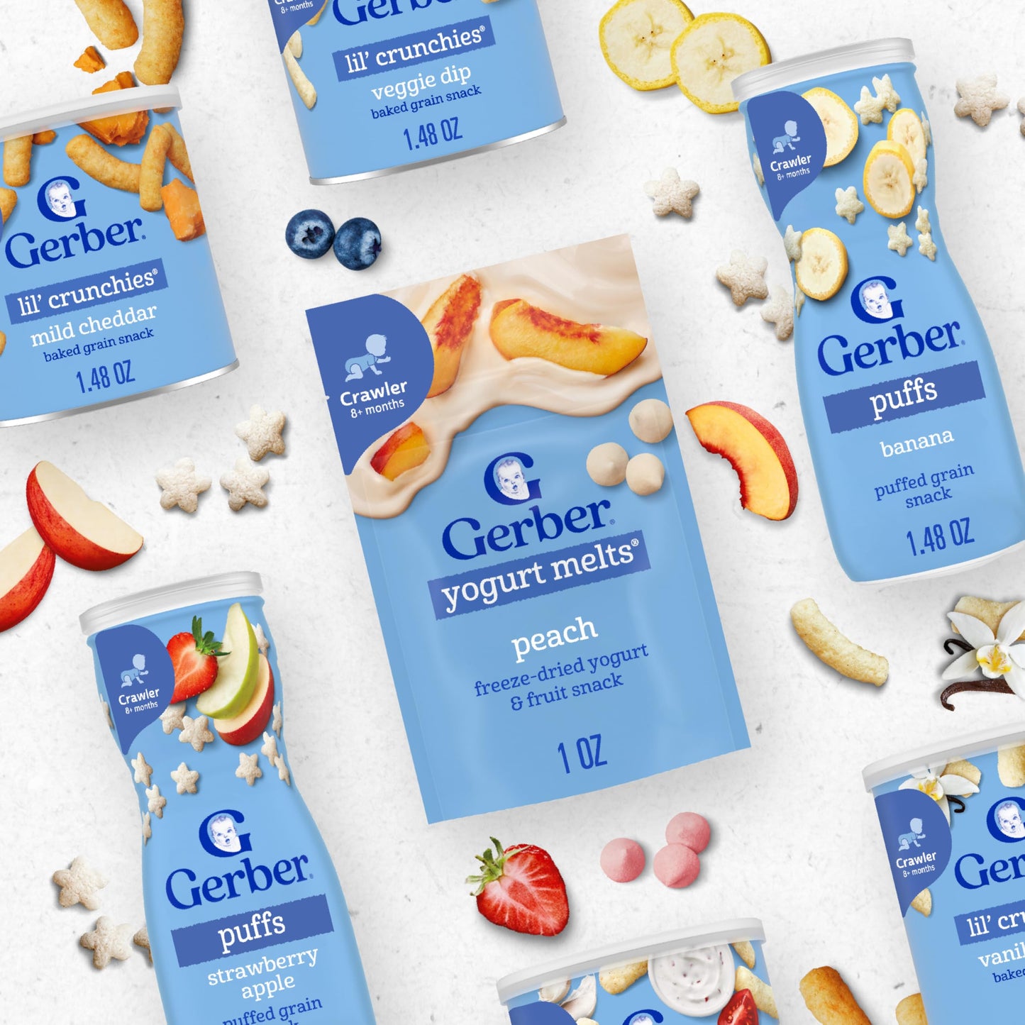 Gerber Stage 3 Baby Food Snacks, Banana Vanilla Yogurt Melts, Freeze Dried Yogurt and Fruit Snacks for Babies, Baby Led Feeding, 7-Pack