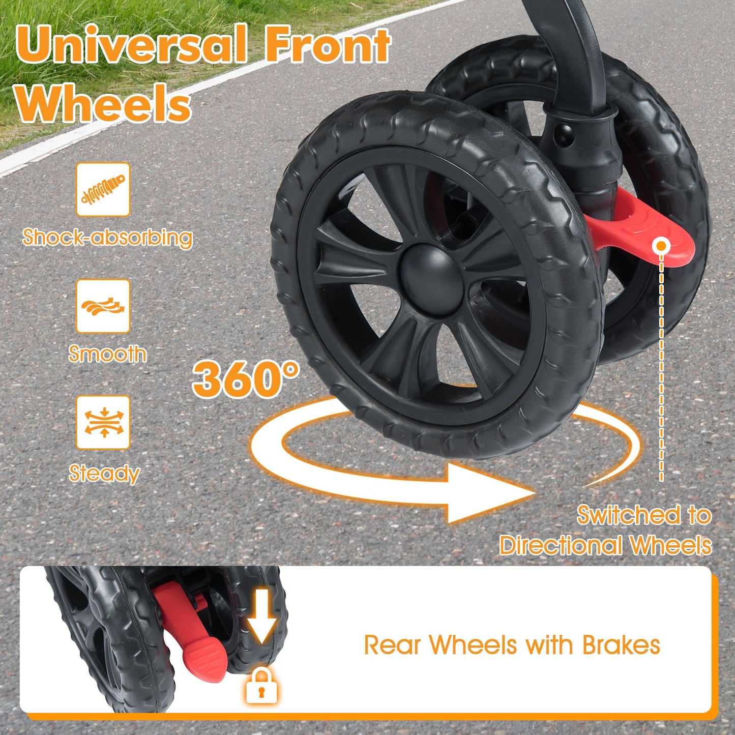 PETSITE Double Pet Stroller, Foldable Double Dog Stroller with 2-Seater Carrier, Adjustable Sunshade, Removable Pad, Safety Belt, Storage Basket, 4-Wheel Pet Travel Cart for 2 Puppies & Cats (Black)