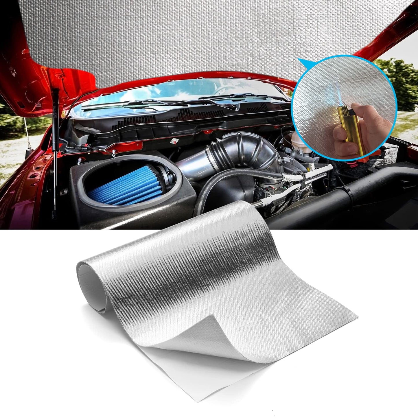 FLASLD Aluminized Heat Shield Thermal Barrier Adhesive Backed Heat Blanket 24'' X 40'', Capable of Reducing Up to 90% of Radiant Heat