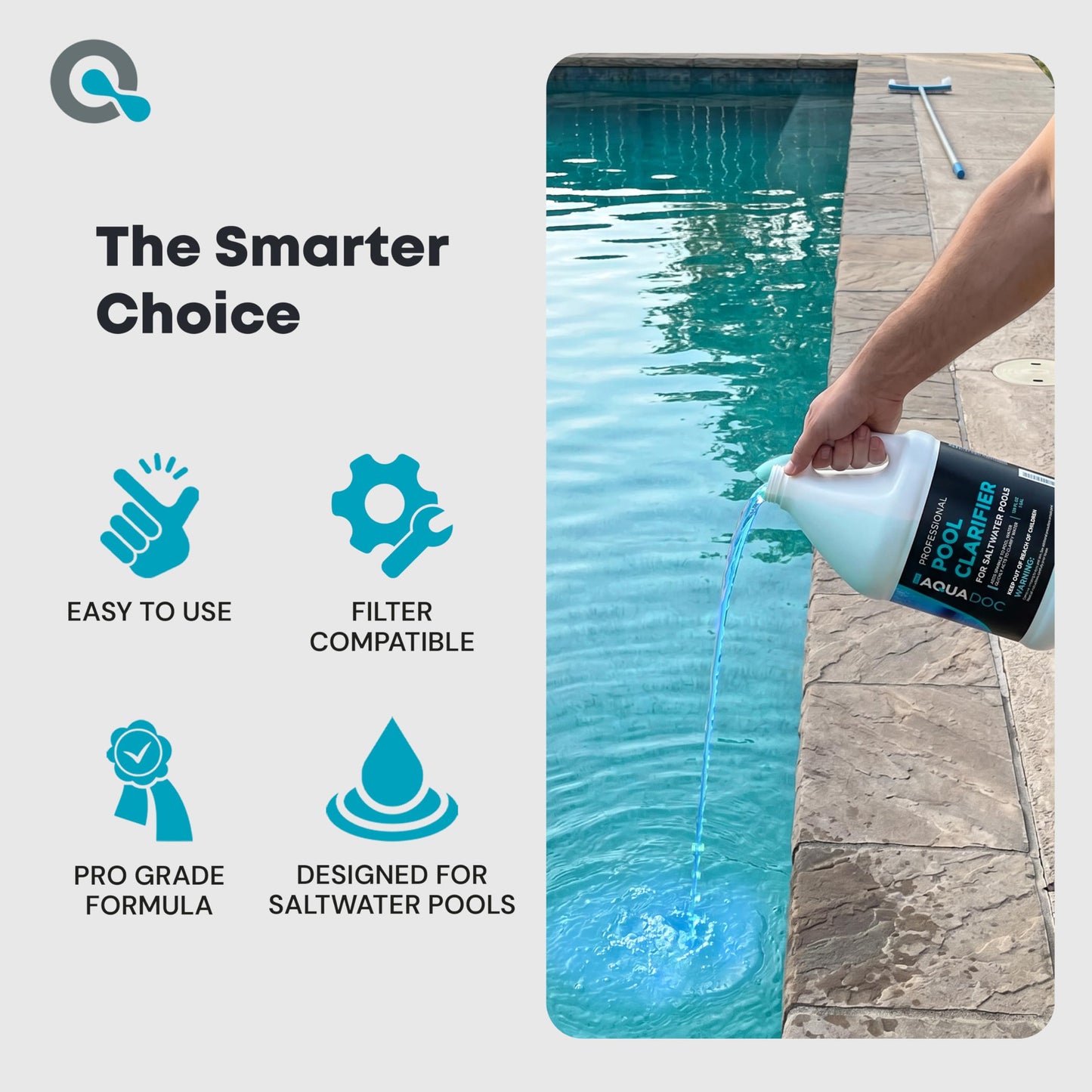 AquaDoc Pool Clarifier for Saltwater Pools - 128 oz - Swimming Pool Water Clarifier for Inground and Above Ground Pools to Help Improve Clarity and Filtration - Made in USA