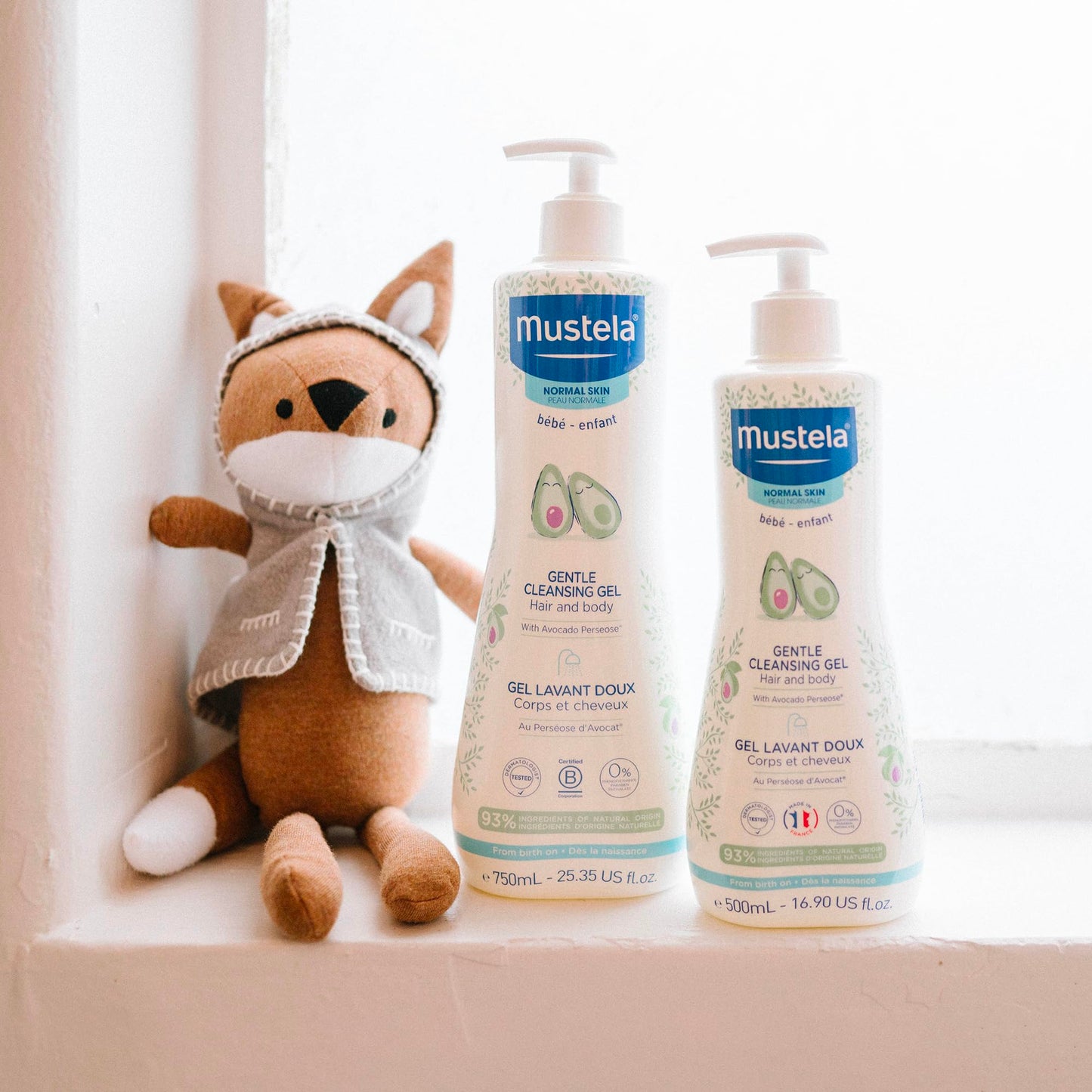 Mustela Baby Gentle Cleansing Gel - Baby Hair & Body Wash - with Natural Avocado fortified with Vitamin B5 - Biodegradable Formula & Tear-Free – 25.35 fl. oz.