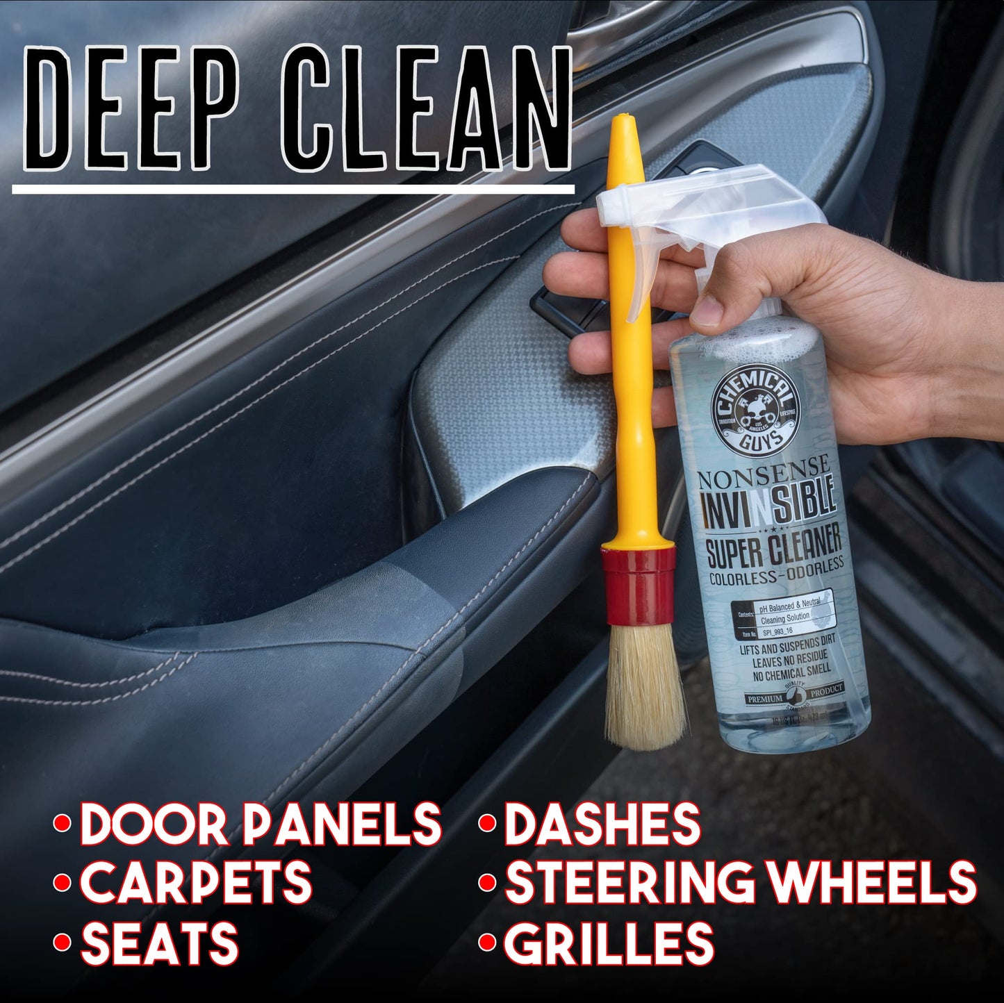 Chemical Guys SPI_103_16 Sprayable Leather Cleaner and Conditioner in One for Car Interiors, Leather Scent, 16 fl oz & SPI_993_16 Nonsense All Surface Cleaner 16 fl. Oz, Unscented