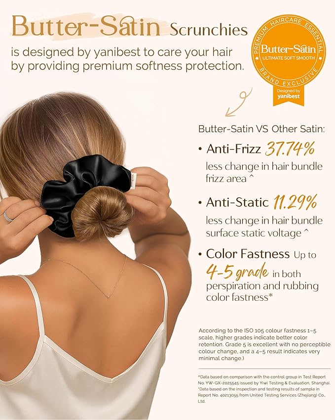 Yanibest 8 Pcs Satin Scrunchies - Silk Scrunchies Ponytail Holders, Soft Satin Hair Ties No Damage, Hair Accessories for Women