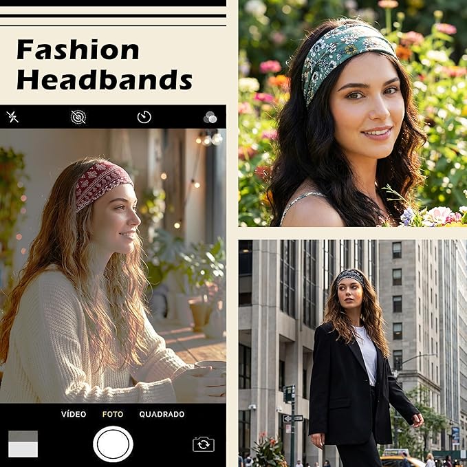 Headbands for Women, 12PCS Wide Stretchy Sports Hair Bands, Elastic Soft Fashion Head Bands, Non-Slip Running Sweatbands for Fashion, Washing Face, Workouts, Yoga, Daily Use