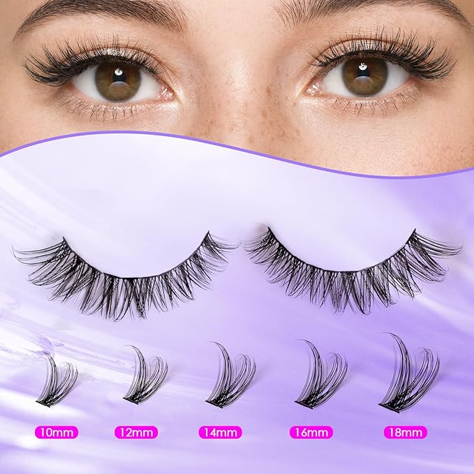 Ocean Pearl DIY Lash Extension Kit 300PCS Lash Cluters 10-20mm 40D 50D 100D Thick Eyelash Extension Kit Long Eyelashes Natural Individual Lashes with bond&seal&remover&tweezers-300