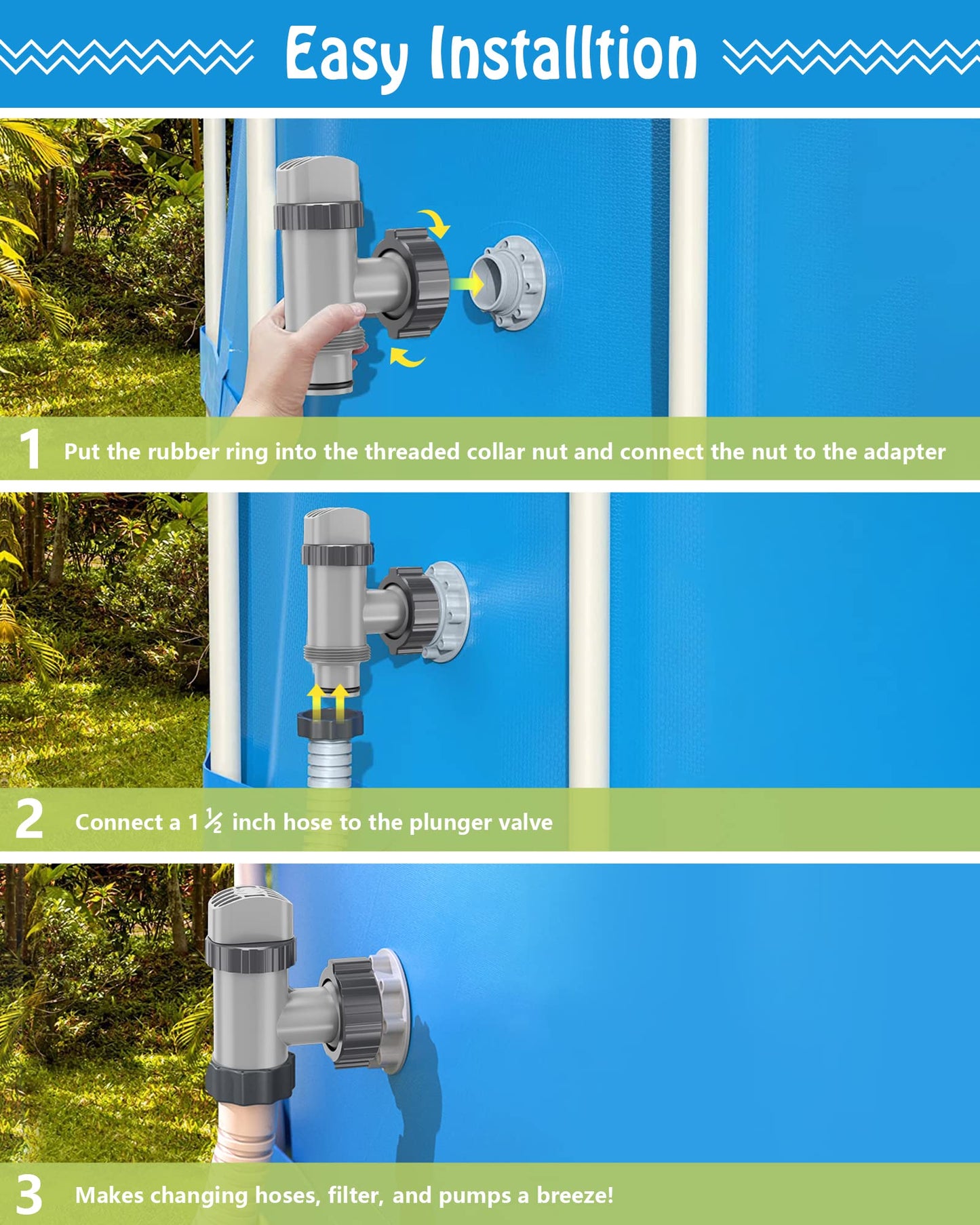 SHAPON Plunger Valve Compatible with Intex Pool Parts and Accessories, On/Off Plunger Valve Replacement for Above Ground Swimming Pool and Pool Filter Pump (1 Pack)