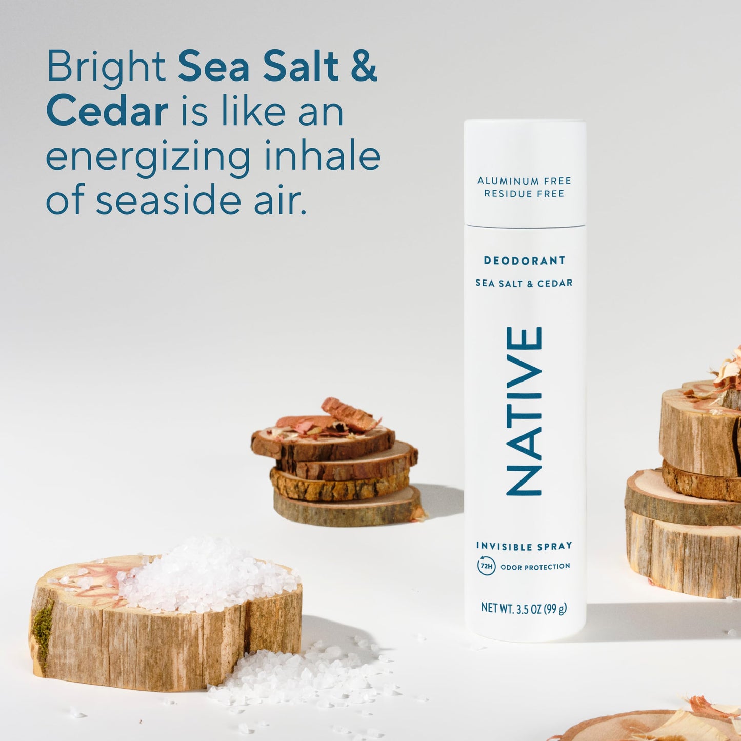 Native Deodorant & Body Spray, Sea Salt & Cedar, 72-Hour Odor Protection for Underarms & Body, Aluminum Free, Dries Instantly, 3.5 oz