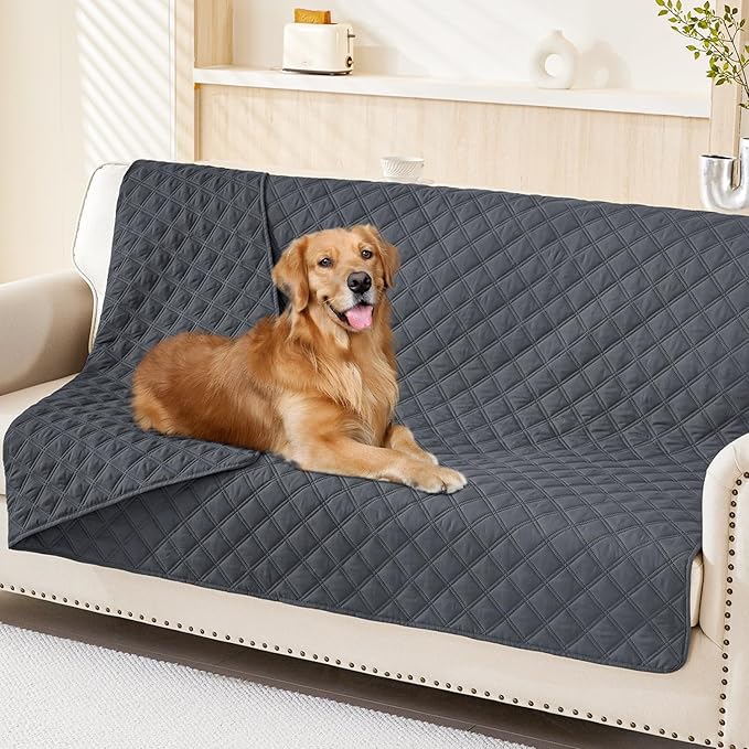Smiry Waterproof Dog Bed Cover Pet Blanket, Soft Washable Dog Blanket for Furniture Bed Couch Sofa Reversible, Checkered (68"x82", Dark Grey/Dark Grey)
