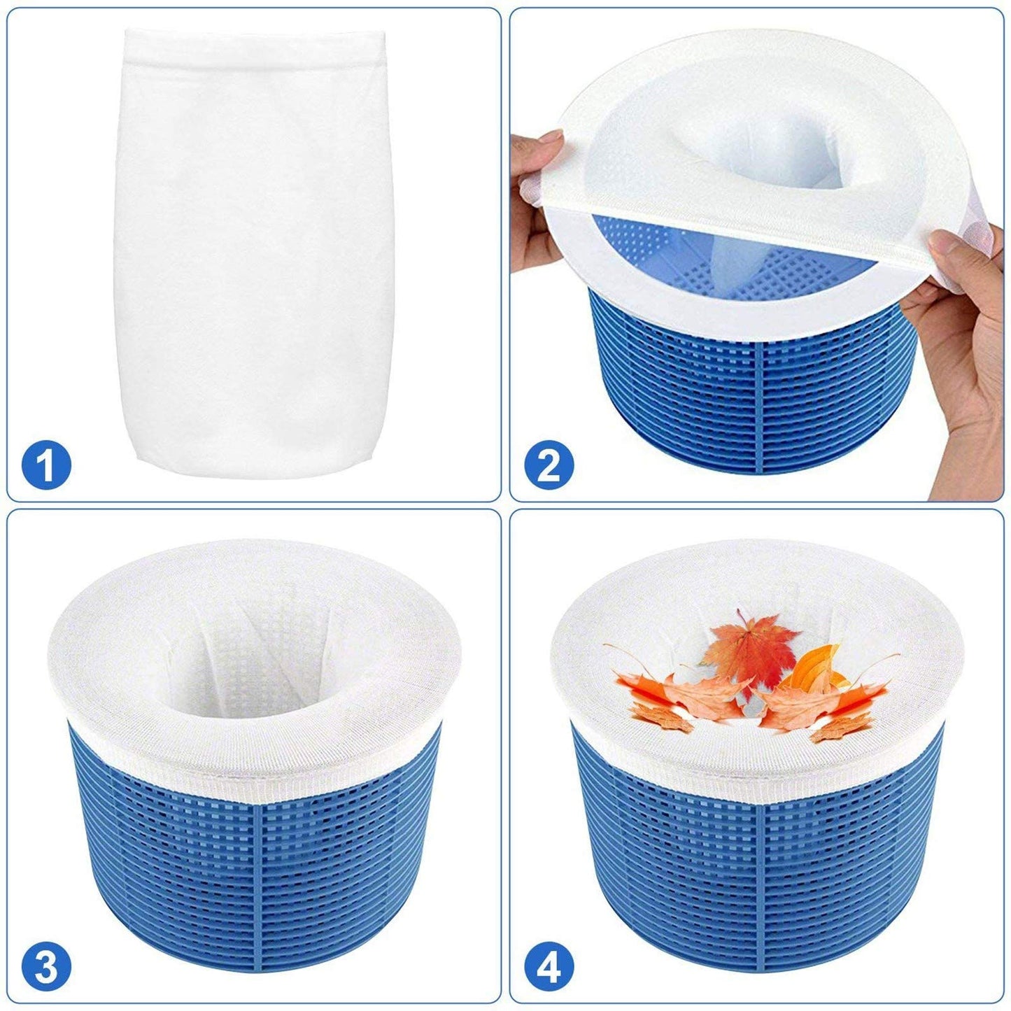 IIIHAT Pool Skimmer Socks Reusable Effective Pool Filter Basket Socks to Save Pumps, Filters, Baskets and Skimmers- The Ideal Sock/Net/Saver to Protect Your Inground or Above Ground Pool (50pcs)