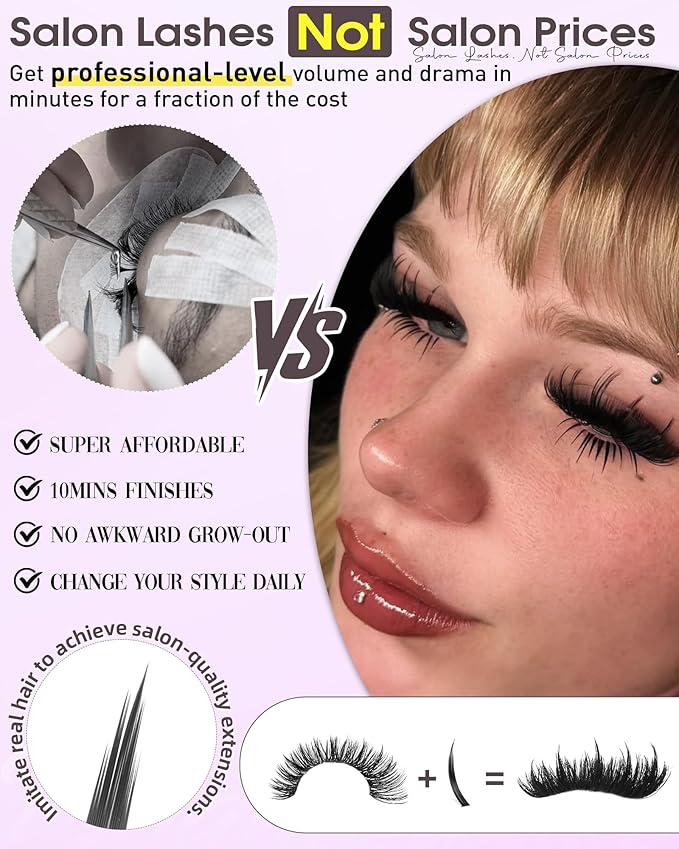Wispy Lash Clusters with Spikes D Curl Eyelash Clusters with Bottom Lashes 100D Fairy Cluster Lashes Volume Cluster Eyelash Extensions 234PCS Fluffy Individual Lashes DIY Mink Spiky Lash Extension
