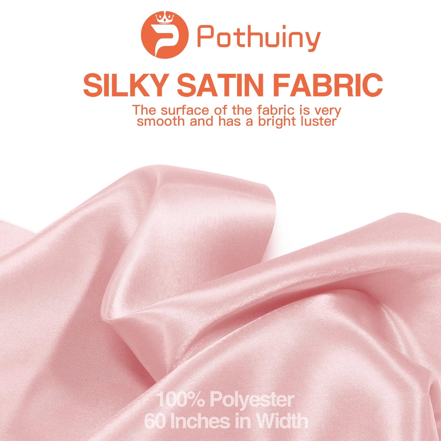 P Pothuiny 5 Yards x 55 Inch Wide Blush Pink Satin Fabric by The Yard, Silky Charmeuse Satin Fabric for Bridal Wedding Dress Decor DIY Apparel Crafts