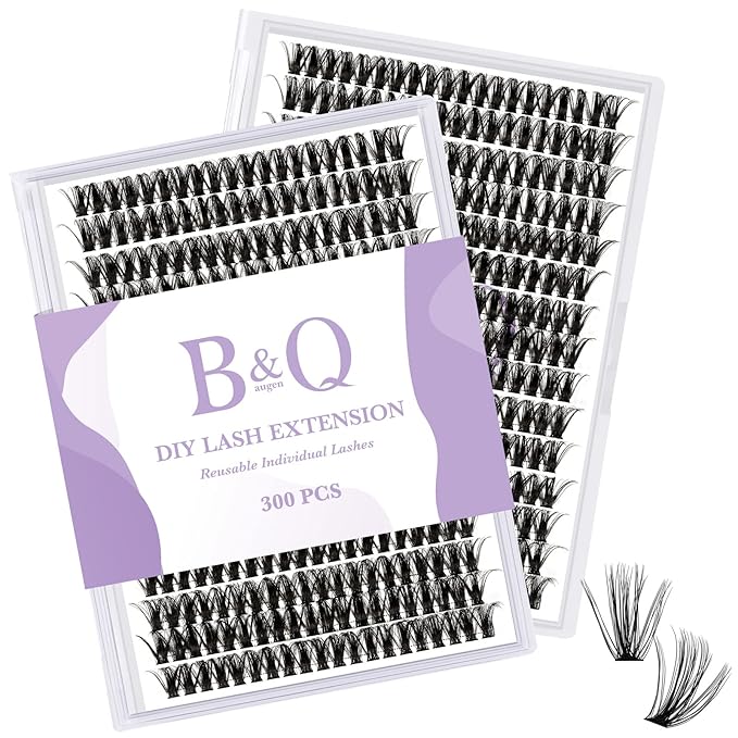 B&Qaugen Manga Lash Clusters DIY Individual Lashes 50D-D-11 300 PCS False Eyelash Cluster Manga Cluster 30D 40D 50D D Curl Eyelash Extensions at Home (50D-D-11)