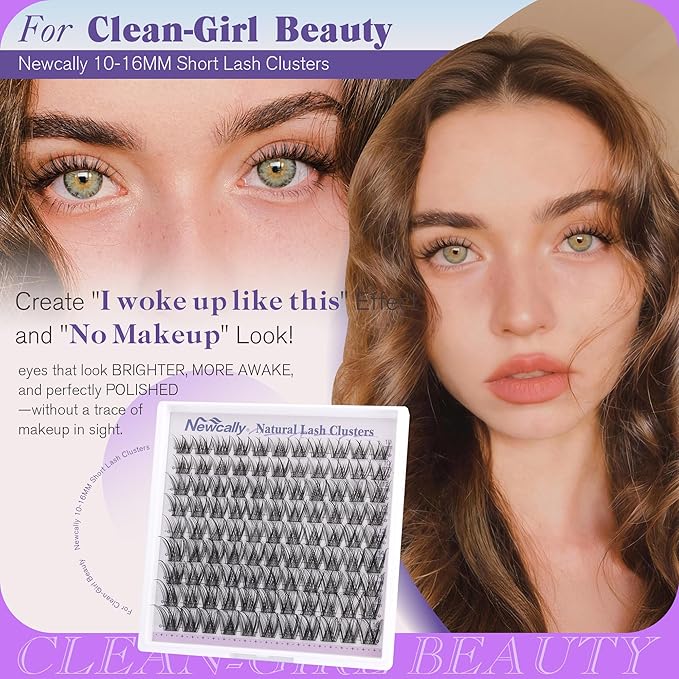 Eyelash Clusters Wispy Lash Clusters Natural Look Soft Individual Lashes 10-16MM Cluster Eyelash Extension CD Curly DIY Lash Extension at Home Easy Application by Newcally