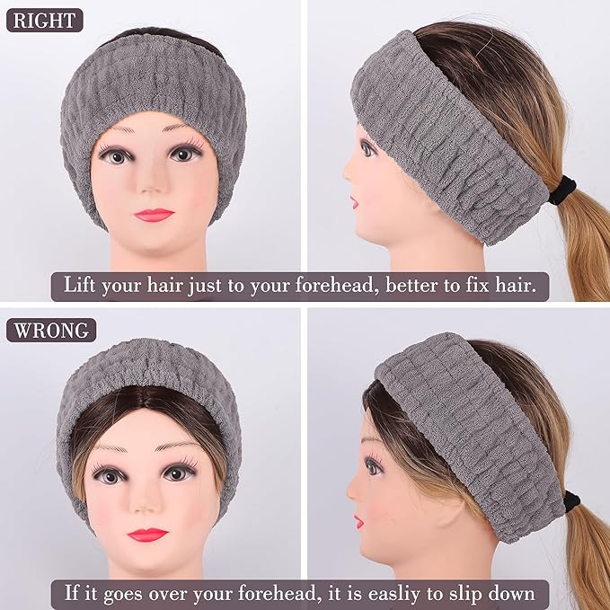 9 Pcs Spa Headband for Washing Face,Skincare Headband and Wristband Set,Women Teen Girls Facial Hairbands for Washing Face, Makeup, Sports, Yoga (orange-pink + green + dark grey)