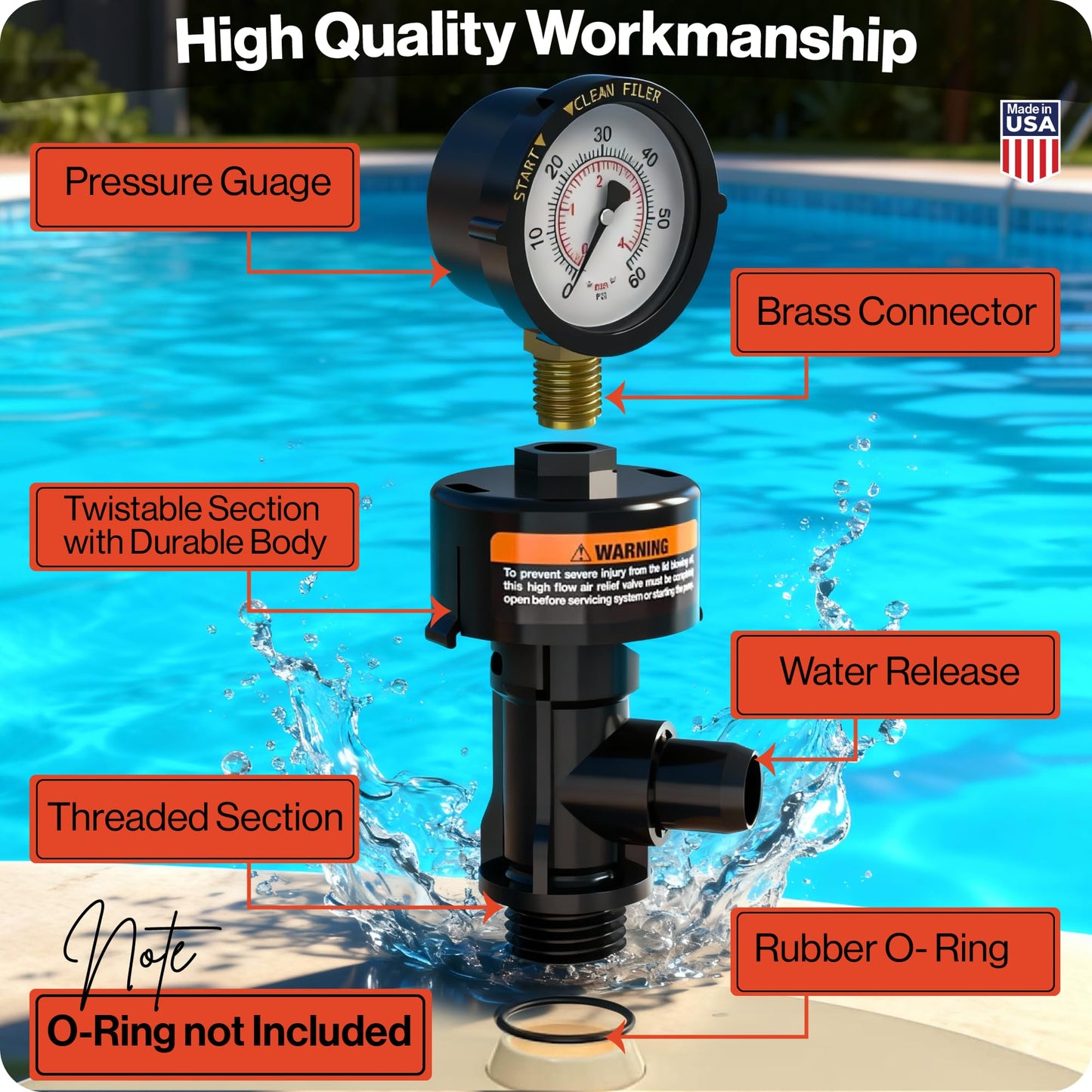 Swimables 98209800 Air Relief Valve Compatible with Pentair Pool Filter | Compatible with Pentair Pool Products FNS, Clean and Clear, Quad DE and 2000/4000 Series Filters