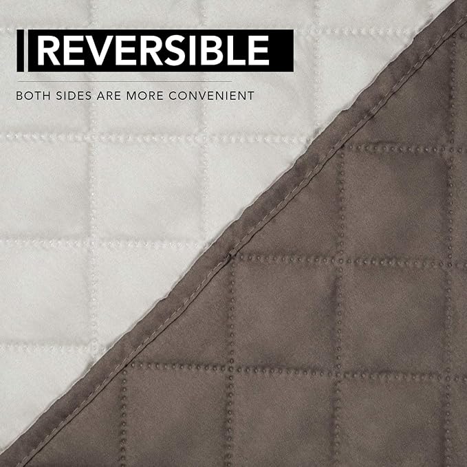 Easy-Going Oversized Recliner Cover Reversible Couch Cover Sofa Cover for Living Room Water Resistant Furniture Protector with Elastic Straps for Pets Dog (Oversized Recliner,Taupe/Ivory)