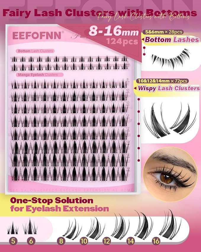 Lash Clusters Natural Eyelash Clusters Wispy Lashes Clusters C Curl Cluster Eyelash Extensions 8-14mm Lash Cluster Invisible Band Individual Lashes Bunny Cluster Lashes by Eefofnn