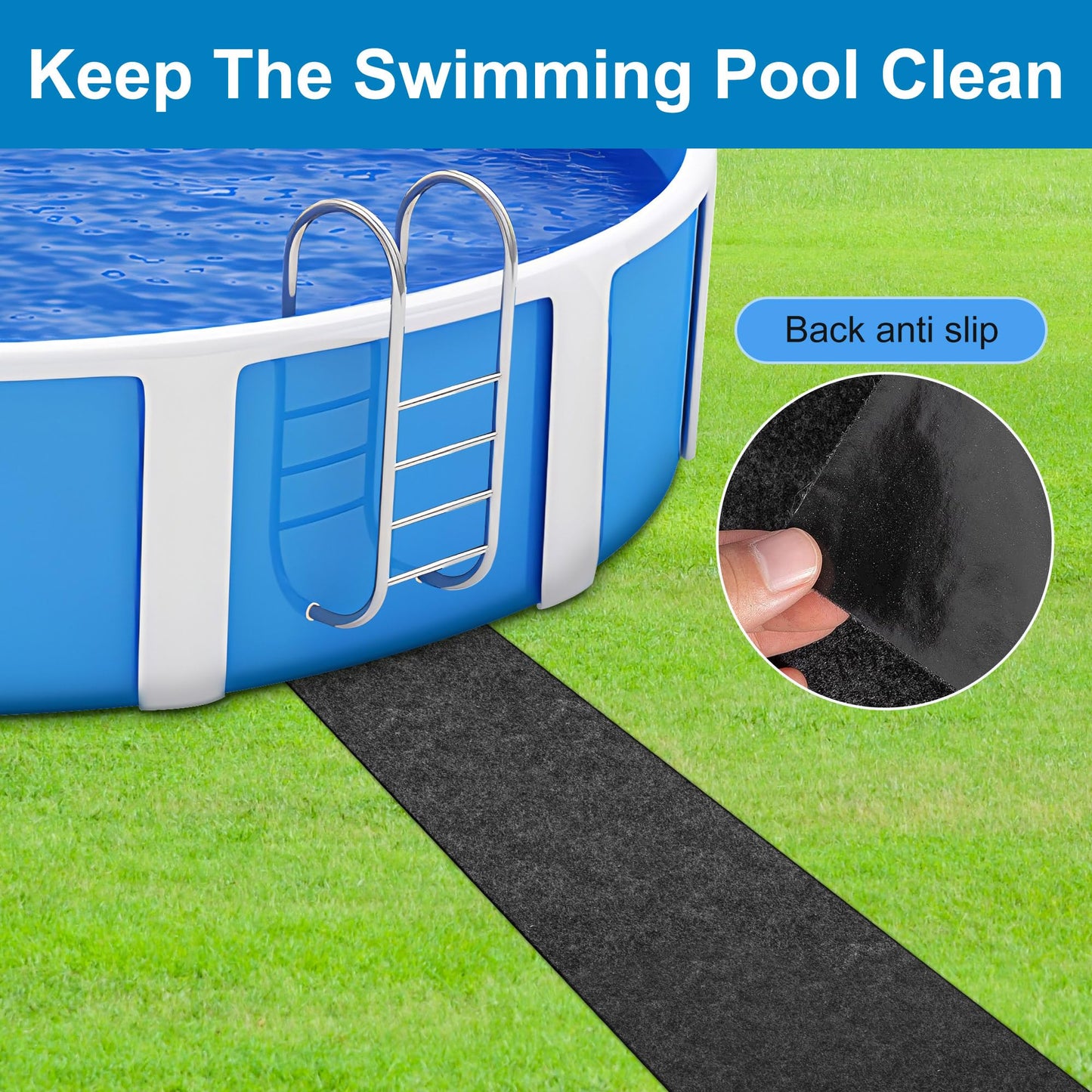 codree 10 Ft x 16 Inch Above Ground Pools Pathways- Absorb Water Pools Ground Walkways- Pool Spa Floor Mat Pad for Above Ground Pools, Spas, Hot Tubs