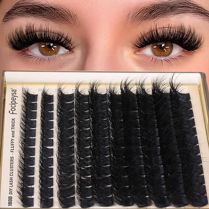 Eyelash Extension Kit Thick Lash Clusters Kit 10-18mm Volume Clusters Lashes 180D Individual Eyelashes Kit with Lash Bond, Lash Remover, Lash Applicator DIY Lash Extension by Focipeysa