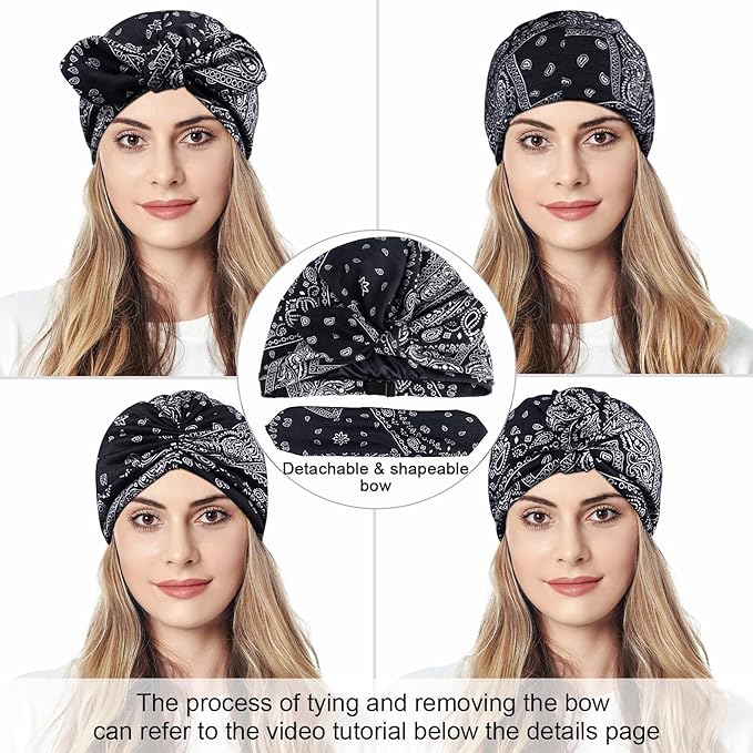 Ababalaya Satin Lined Beanies for Women Chemo Headwear Silky Lined Cotton Sleeping Cap
