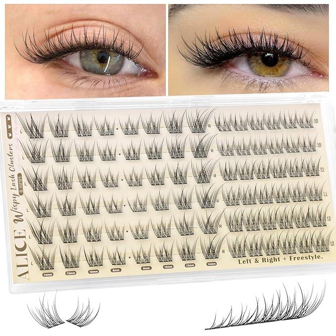ALICE Wispy Natural Lash Clusters Invisible Band Eyelash Clusters Vegan DIY Eyelash Extensions Reusable Lightweight Lash Extensions for Daily No Makeup