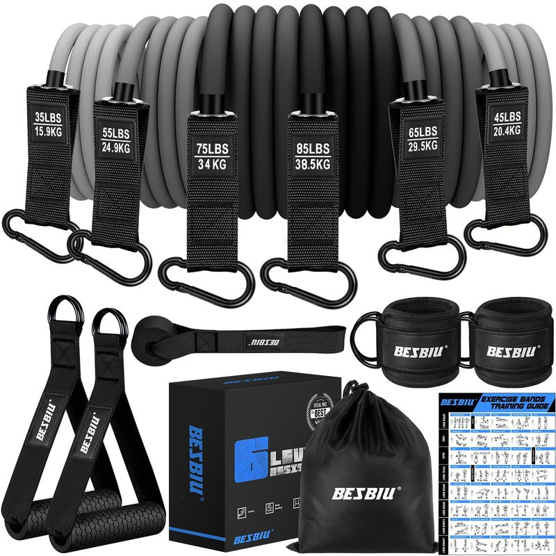 Heavy Resistance Bands for Working Out, 300lbs/360lb/420lb Exercise Bands Workout Bands with Handles, Door Anchor, Ankle Straps, Home Gym Workout Equipment for Men Fitness Strength Training Stretching
